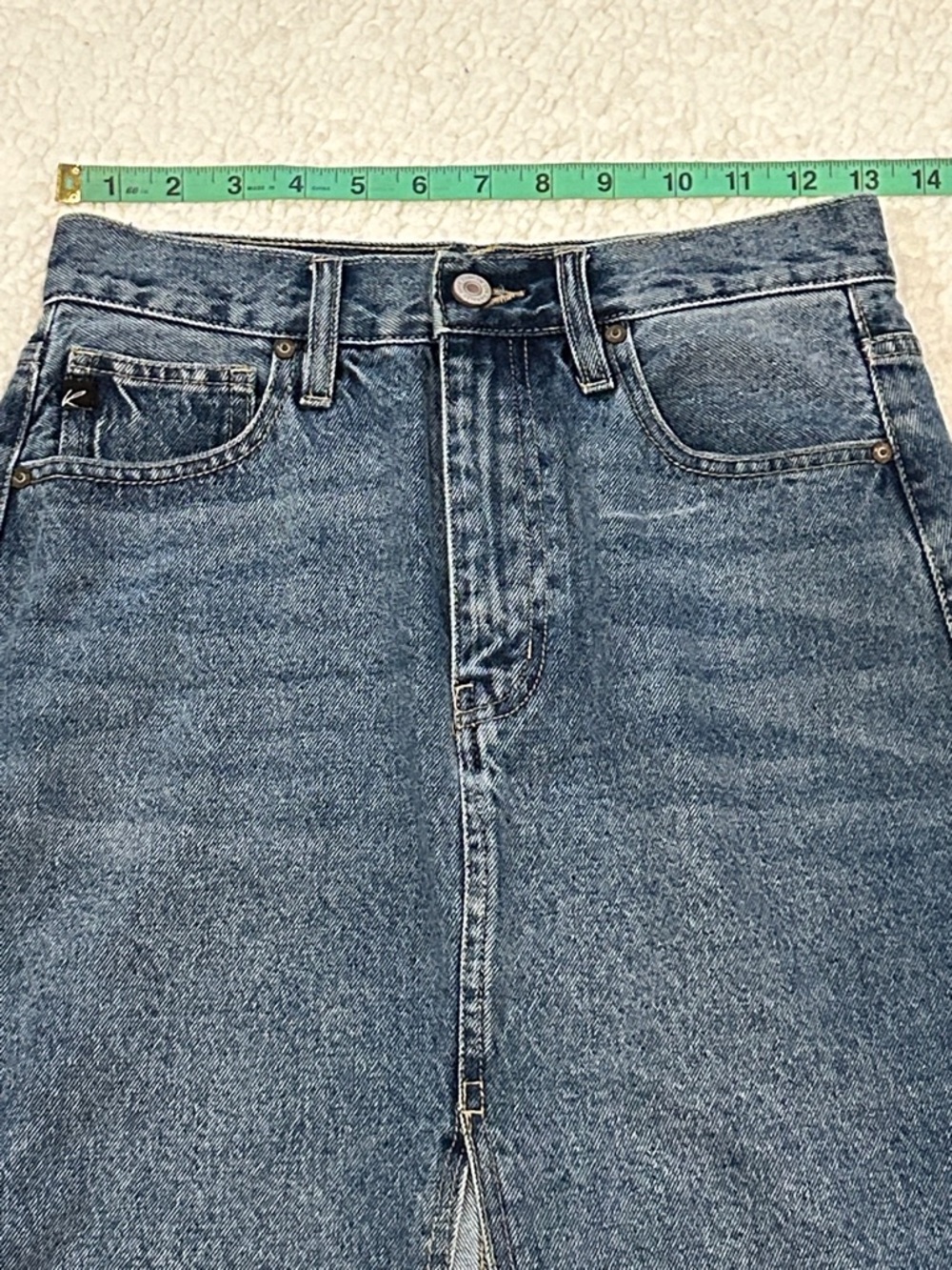 KanCan Pixie 90s Denim Maxi Skirt size Small Medium Wash Western Boho Festival - Picture 12 of 13